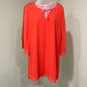 NWT Umgee Orange Dress w/crochet sleeves.  Size S small 4/6